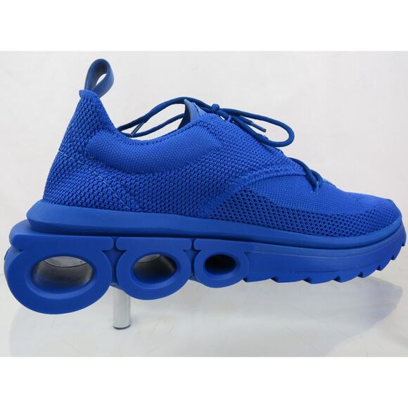 NIB FERRAGAMO BLUE NIMA KNIT MESH LACE LOGO LOW TOP SNEAKERS 10.5 43.5 ITALY - Picture 5 of 16